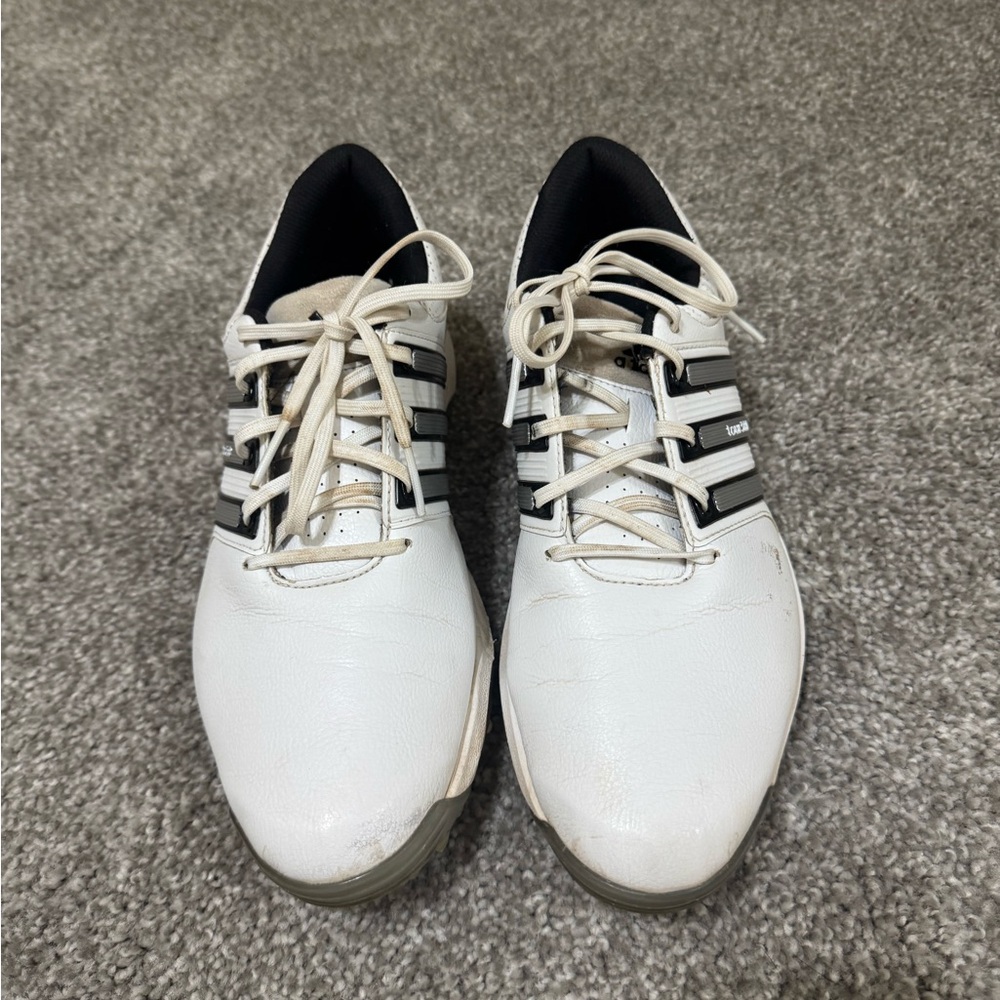 Adidas Men's White and Black Golf Shoes